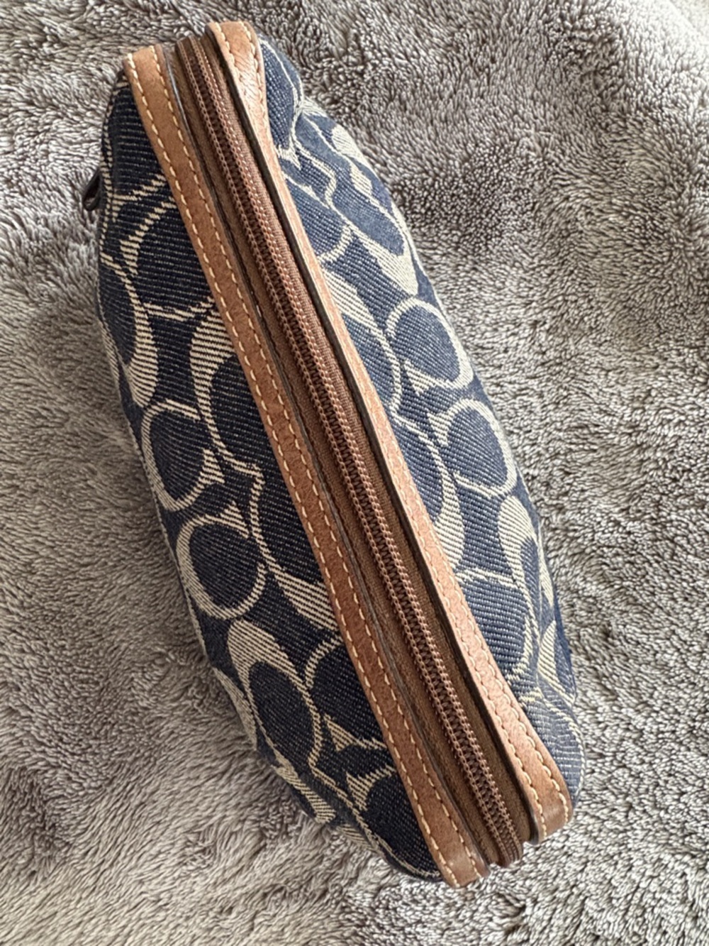 Coach Signature Canvas Cosmetic Bag in Blue and Tan - Picture 5 of 10